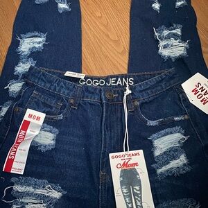 GOGO Distressed Dark Blue Boyfriend Jeans